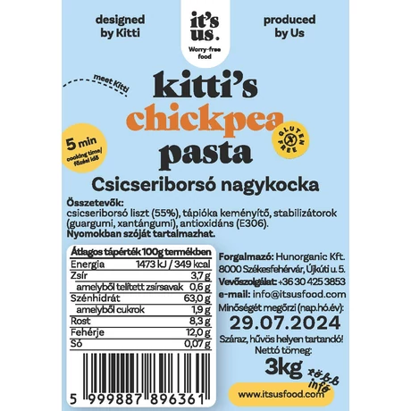 it's us KITTI'S csicseriborsó száraztészta fodros nagykocka 3kg