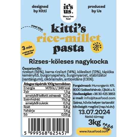 it's us KITTI'S rizses-köleses száraztészta fodros nagykocka 3kg