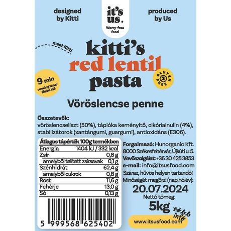 it's us KITTI'S vöröslencse száraztészta penne 5kg