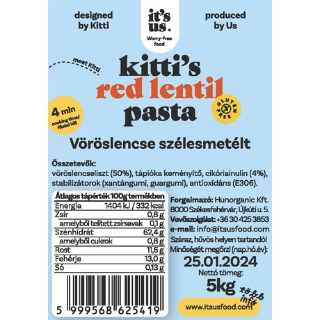 it's us KITTI'S vöröslencse száraztészta szélesmetélt 5kg
